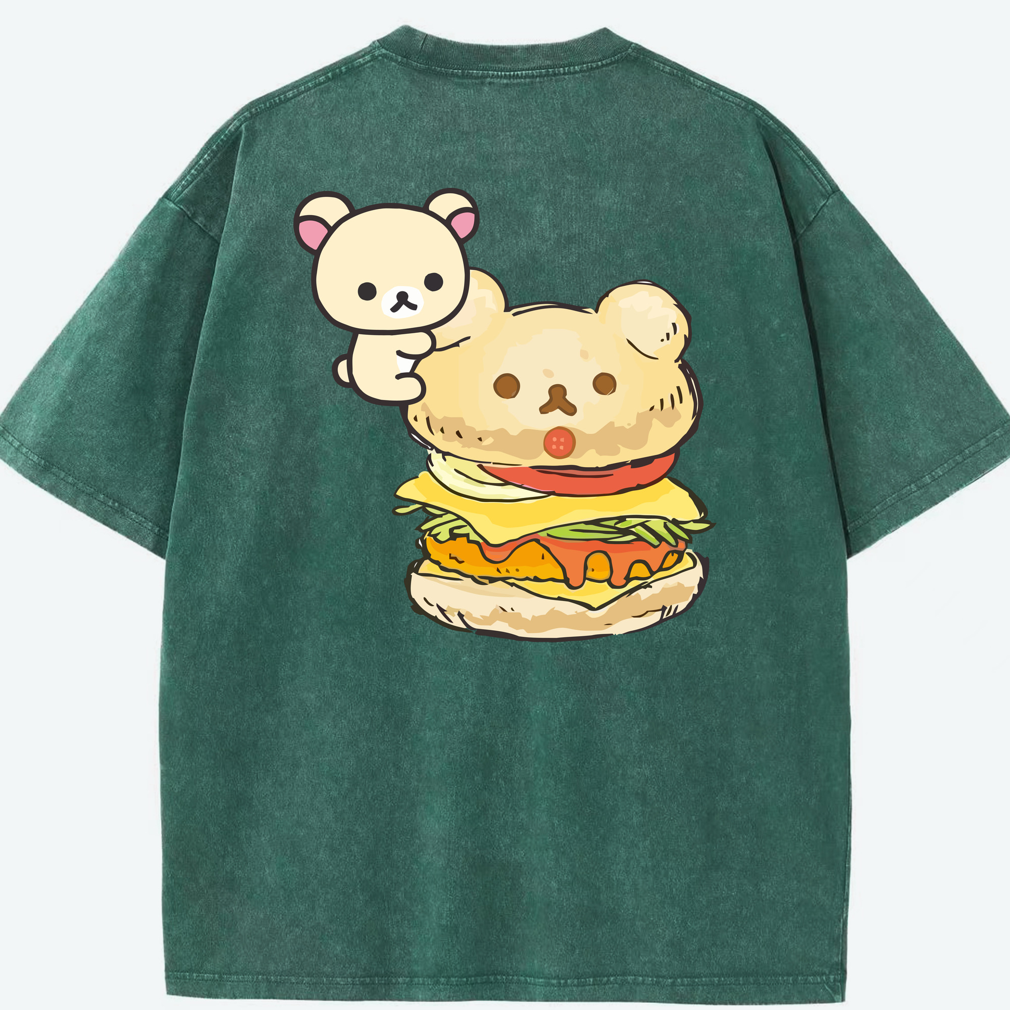 （画像用） リラックマ リラックマ キイロイトリ Rilakkuma Korilakkuma Kiiroitori 綿100% ヴィンテージ風 半袖Tシャツ（背面プリント）